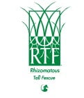 The logo for RTF tall fescue grass.